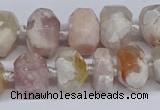 CAA1115 15.5 inches 10*14mm - 12*16mm faceted nuggets sakura agate beads