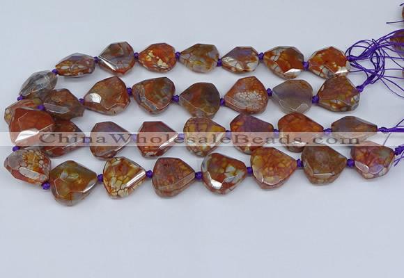 CAA1135 18*20mm - 25*35mm faceted freeform dragon veins agate beads