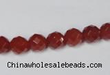 CAA118 15.5 inches 8mm faceted round red agate gemstone beads