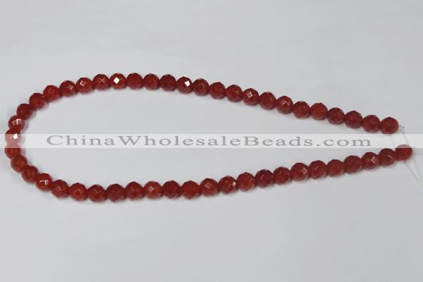 CAA118 15.5 inches 8mm faceted round red agate gemstone beads