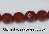 CAA119 15.5 inches 12mm faceted round red agate gemstone beads