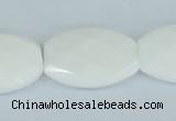 CAA12 15.5 inches 20*30mm faceted oval white agate gemstone beads