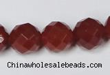 CAA120 15.5 inches 14mm faceted round red agate gemstone beads