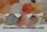 CAA1231 15.5 inches 8mm faceted nuggets matte dendritic agate beads