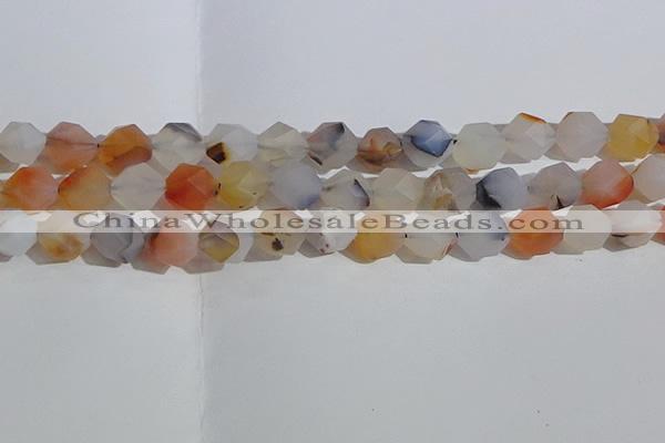 CAA1233 15.5 inches 12mm faceted nuggets matte dendritic agate beads