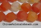 CAA1238 15.5 inches 10mm faceted nuggets matte red agate beads