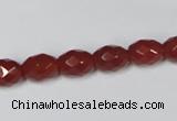 CAA125 15.5 inches 8*10mm faceted rice red agate gemstone beads