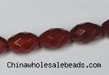 CAA126 15.5 inches 10*14mm faceted rice red agate gemstone beads