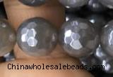 CAA1262 15.5 inches 10mm faceted round AB-color grey agate beads