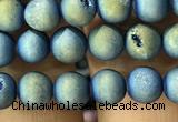 CAA1277 15.5 inches 6mm round matte plated druzy agate beads