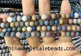 CAA1281 15.5 inches 6mm round matte plated druzy agate beads