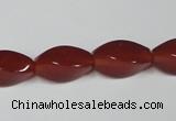 CAA129 15.5 inches 8*16mm twisted rice red agate gemstone beads