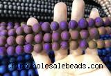 CAA1314 15.5 inches 10mm round matte plated druzy agate beads