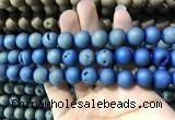 CAA1338 15.5 inches 12mm round matte plated druzy agate beads