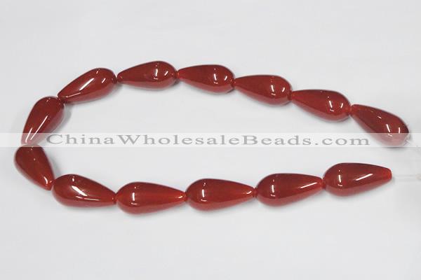 CAA134 15.5 inches 15*30mm teardrop red agate gemstone beads