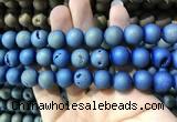 CAA1358 15.5 inches 14mm round matte plated druzy agate beads