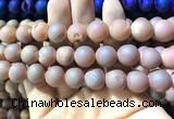 CAA1373 15.5 inches 16mm round matte plated druzy agate beads