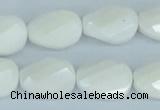 CAA14 15.5 inches 13*18mm faceted & twisted oval white agate beads