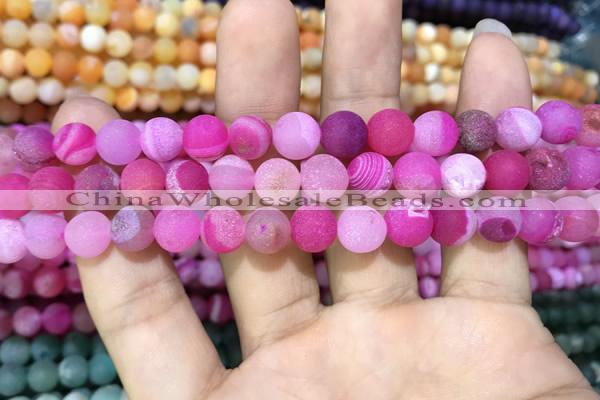 CAA1407 15.5 inches 8mm round matte druzy agate beads