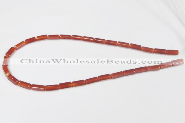 CAA141 15.5 inches 6*12mm faceted column red agate gemstone beads