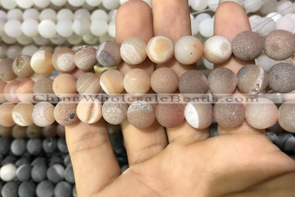 CAA1418 15.5 inches 10mm round matte druzy agate beads