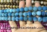 CAA1423 15.5 inches 10mm round matte druzy agate beads