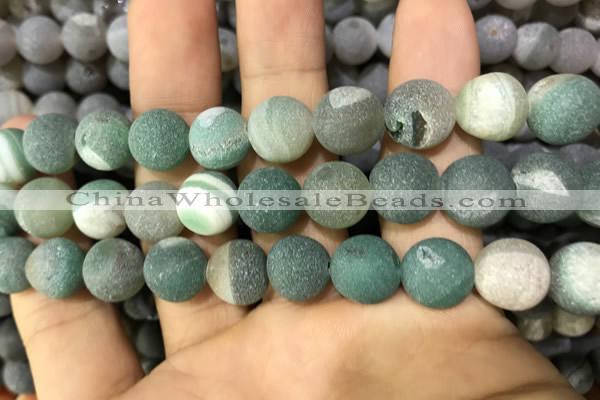 CAA1454 15.5 inches 14mm round matte druzy agate beads