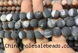 CAA1455 15.5 inches 14mm round matte druzy agate beads