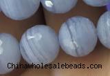 CAA1462 15.5 inches 9mm faceted round blue lace agate beads