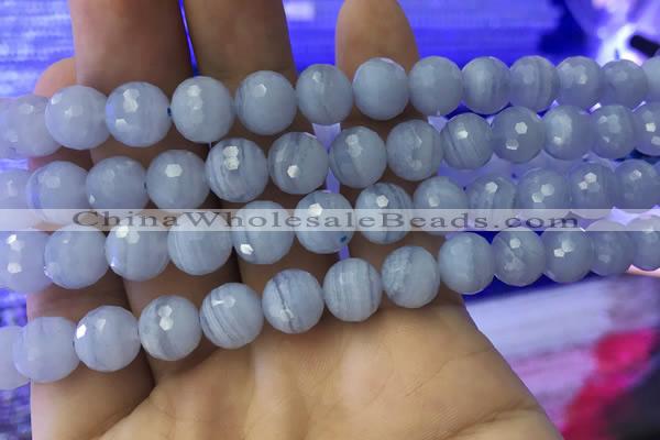 CAA1462 15.5 inches 9mm faceted round blue lace agate beads