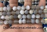 CAA1473 15.5 inches 12mm round matte banded agate beads wholesale