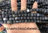 CAA1485 15.5 inches 6mm round matte banded agate beads wholesale