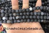 CAA1486 15.5 inches 8mm round matte banded agate beads wholesale