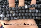 CAA1487 15.5 inches 10mm round matte banded agate beads wholesale