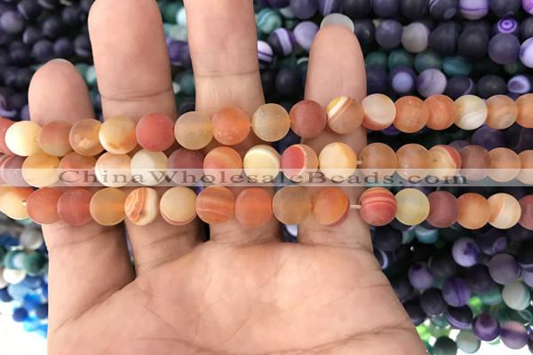 CAA1490 15.5 inches 6mm round matte banded agate beads wholesale