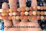 CAA1492 15.5 inches 10mm round matte banded agate beads wholesale