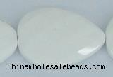 CAA15 15.5 inches 30*40mm faceted flat teardrop white agate beads
