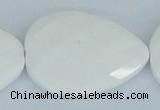 CAA15 15.5 inches 30*40mm faceted flat teardrop white agate beads