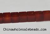 CAA150 15.5 inches 8*8mm cube red agate gemstone beads