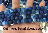 CAA1506 15.5 inches 8mm round matte banded agate beads wholesale