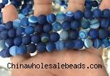 CAA1507 15.5 inches 10mm round matte banded agate beads wholesale