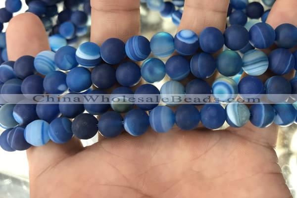 CAA1507 15.5 inches 10mm round matte banded agate beads wholesale