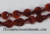 CAA151 15.5 inches 8*8mm curved moon red agate gemstone beads