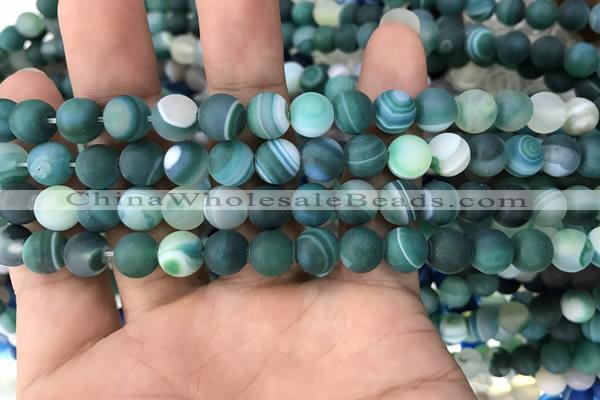 CAA1511 15.5 inches 8mm round matte banded agate beads wholesale