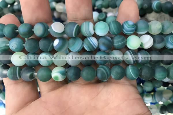 CAA1512 15.5 inches 10mm round matte banded agate beads wholesale