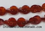 CAA153 15.5 inches 12*12mm curved moon red agate gemstone beads