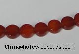 CAA154 15.5 inches 8mm coin red agate gemstone beads