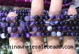 CAA1555 15.5 inches 6mm round banded agate beads wholesale