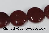 CAA158 15.5 inches 18mm flat round red agate gemstone beads