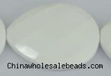 CAA16 15.5 inches 40*50mm faceted flat teardrop white agate beads